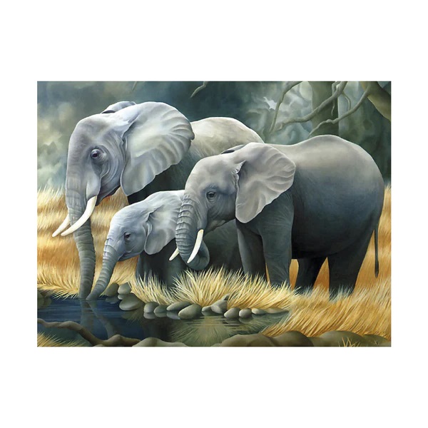 FAMILIA DE ELEFANTES DIAMANTE 30X40 