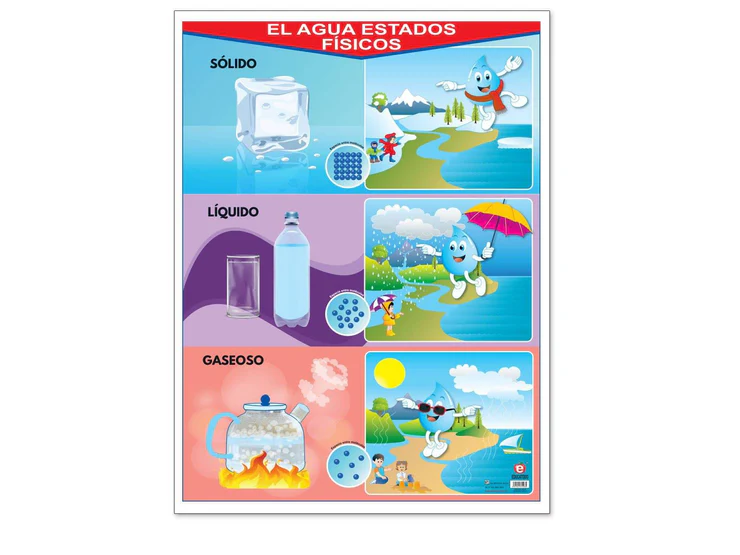POSTER EL AGUA ESTADOS FISICOS C/B