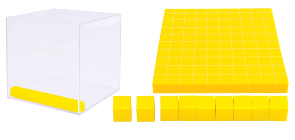 [3165] BASE 10 CON CUBO TRANSPARENTE