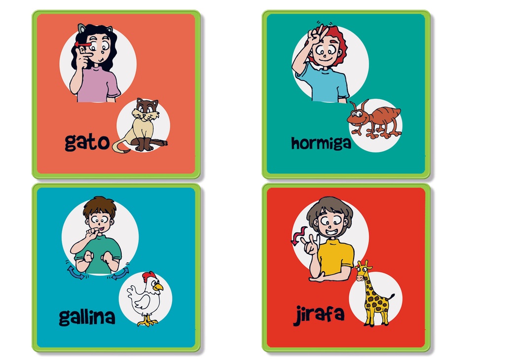 MEMORIA ANIMALES LENGUAJE DE SEÑAS MEXICANO C/40 PZAS