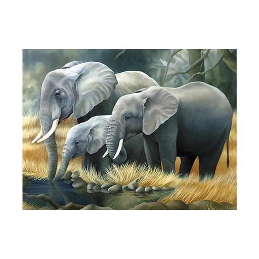 [AD-1200] FAMILIA DE ELEFANTES DIAMANTE 30X40 