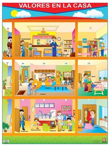 [B-0180-I] POSTER VALORES EN LA CASA