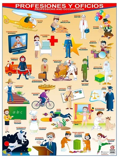 [B-0190-I] POSTER PROFESIONES Y OFICIOS ROJA