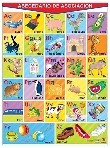 [B-0229-I] POSTER ABECEDARIO DE ASOCIACION ROJO