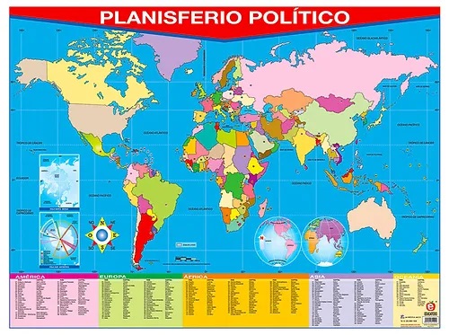 [B-0271-I] POSTER PLANISFERIO POLITICO / POLITICAL WORLD MAP