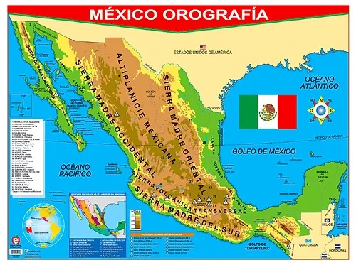 [B-0280-I] POSTER MEXICO CON OROGRAFIA