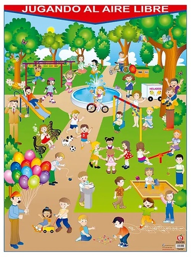 [B-1201-I] POSTER JUGANDO AL AIRE LIBRE