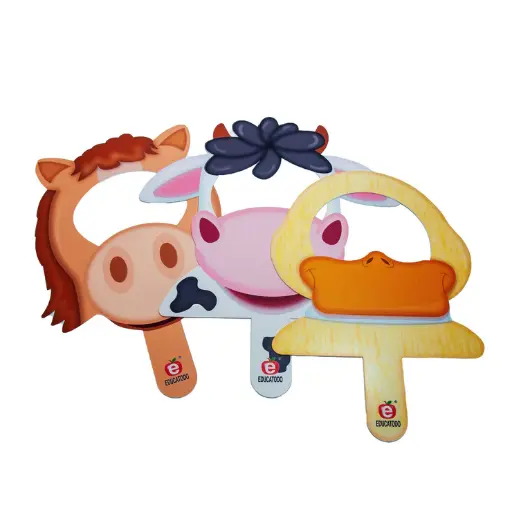 [J-0450] CARETAS DE ANIMALES GRANJA SILUETAS