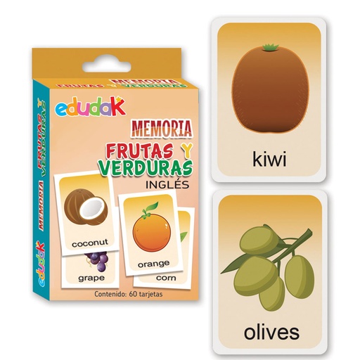 [1706] MEMORIA FRUTAS Y VERDURAS INGLES C/60 TARJETAS