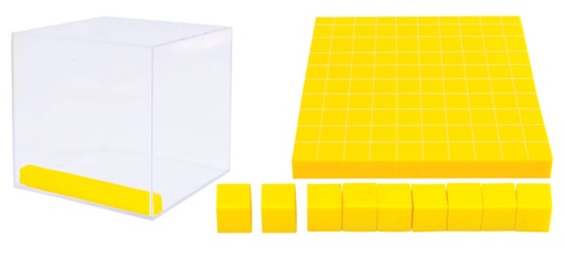 [3165] BASE 10 CON CUBO TRANSPARENTE