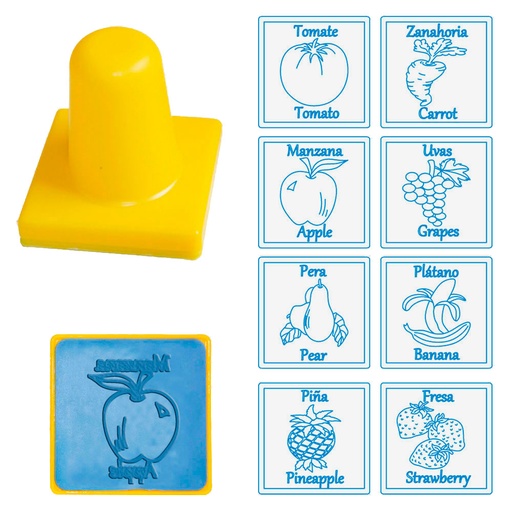 [3258] SELLOS BILINGÜES FRUTAS Y VERDURAS C/12  PZAS