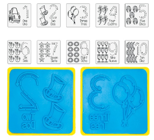 [3328] SELLOS BILINGÜES DEL 1 AL 10 C/10 PZAS