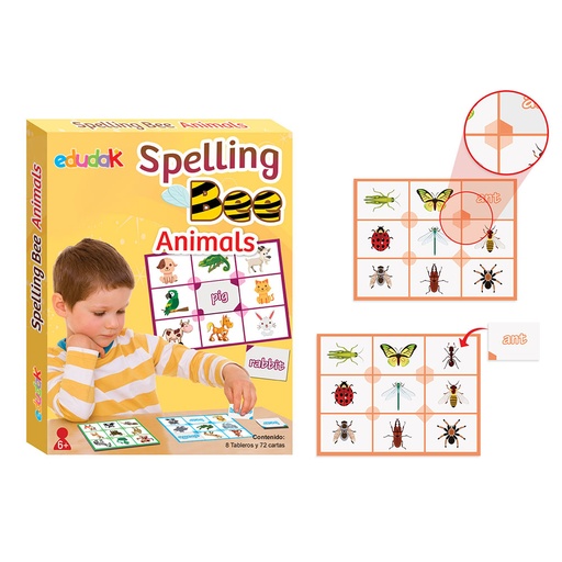 [6041] SPELLING BEE ANIMALS C/72 CARTAS Y 8 TABLEROS